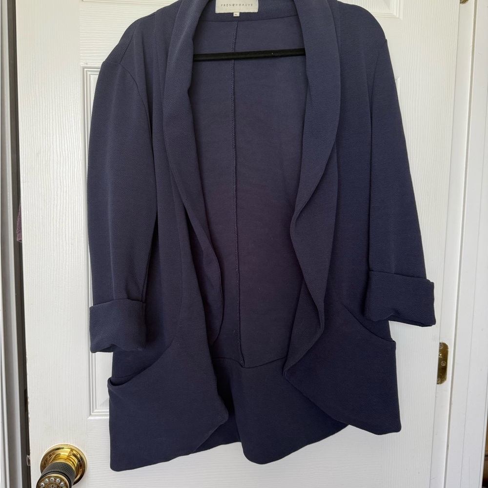 Navy Blue Open Front Blazer